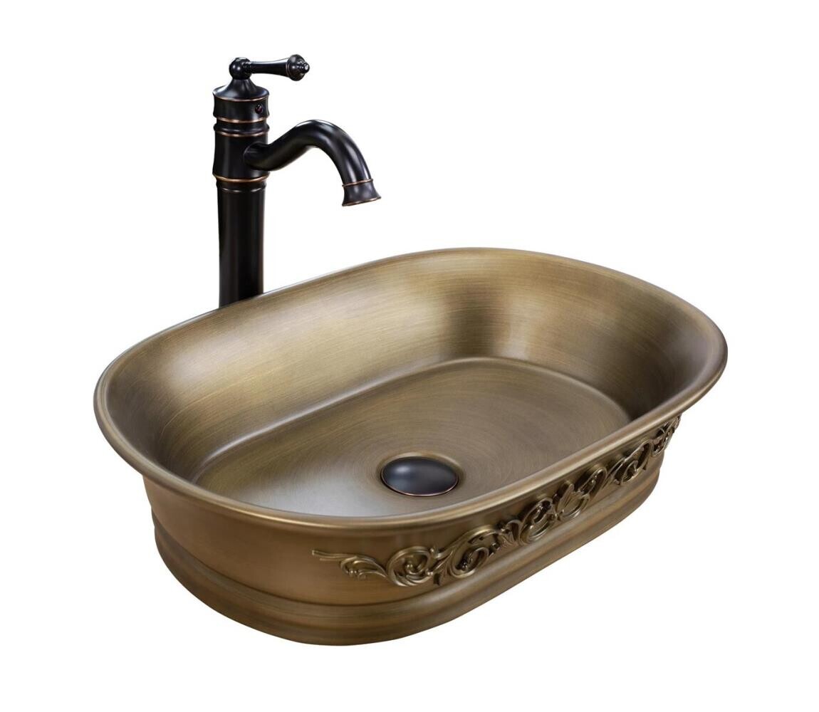 REA-U3305 -  Umyvadlo na desku WILMA RUSTIC 38x55 cm keramika/měděná REA-U3305