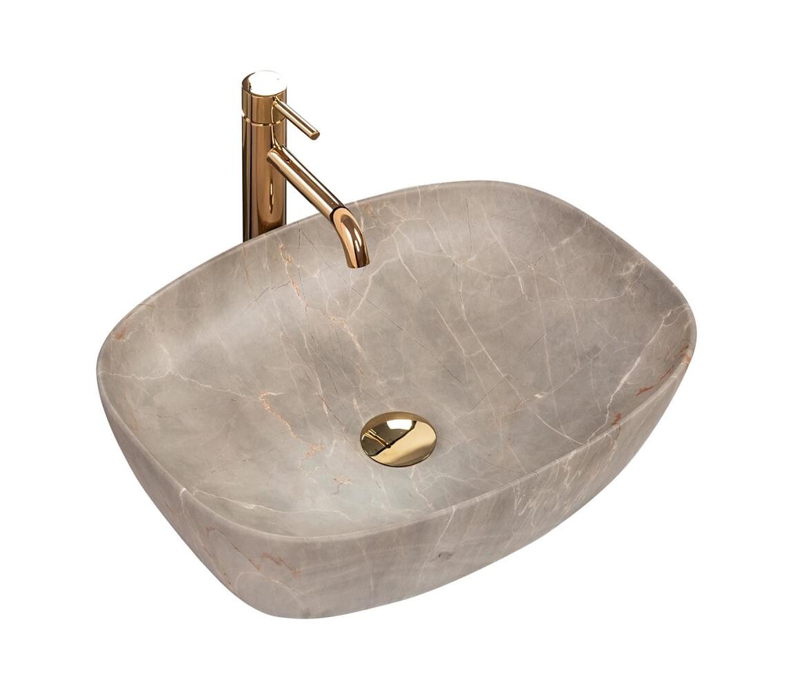 REA-U6647 - Umyvadlo na desku FREJA 39,5x51 cm keramika/šedá/dekor mramoru REA-U6647