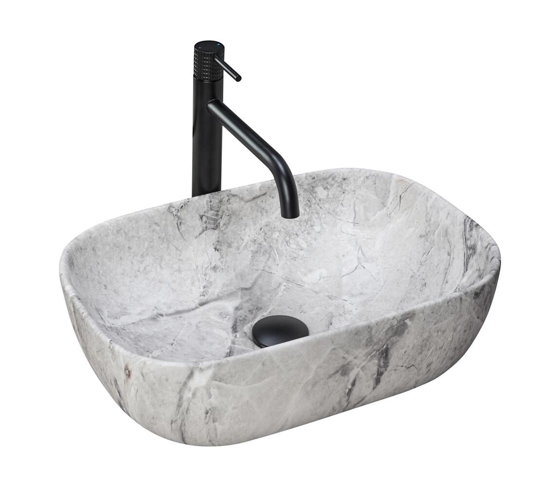 REA-U3800 - Umyvadlo na desku LIVIA 33,5x46,5 cm keramika/šedá/imitace kamene REA-U3800