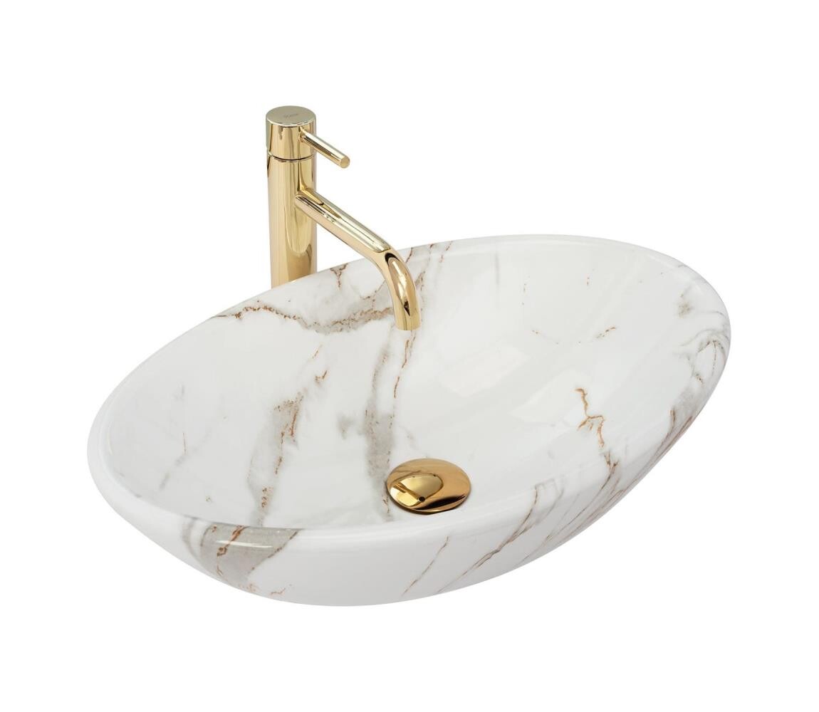 REA-U9685 - Umyvadlo na desku PAMELA 33x53 cm keramika/dekor mramoru REA-U9685