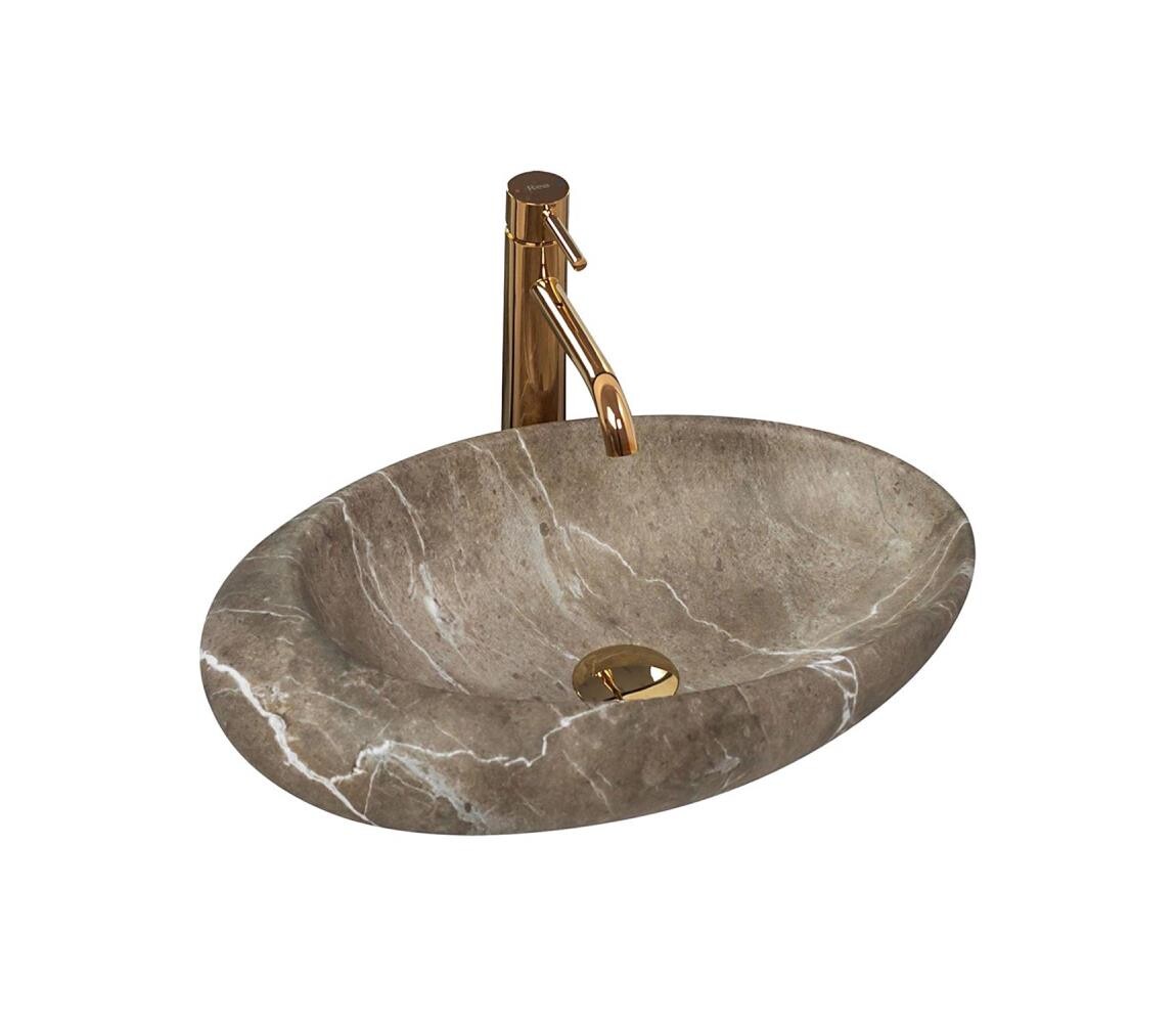 REA-U6650 - Umyvadlo na desku ROXY 31x49 cm keramika/šedá/dekor mramoru REA-U6650