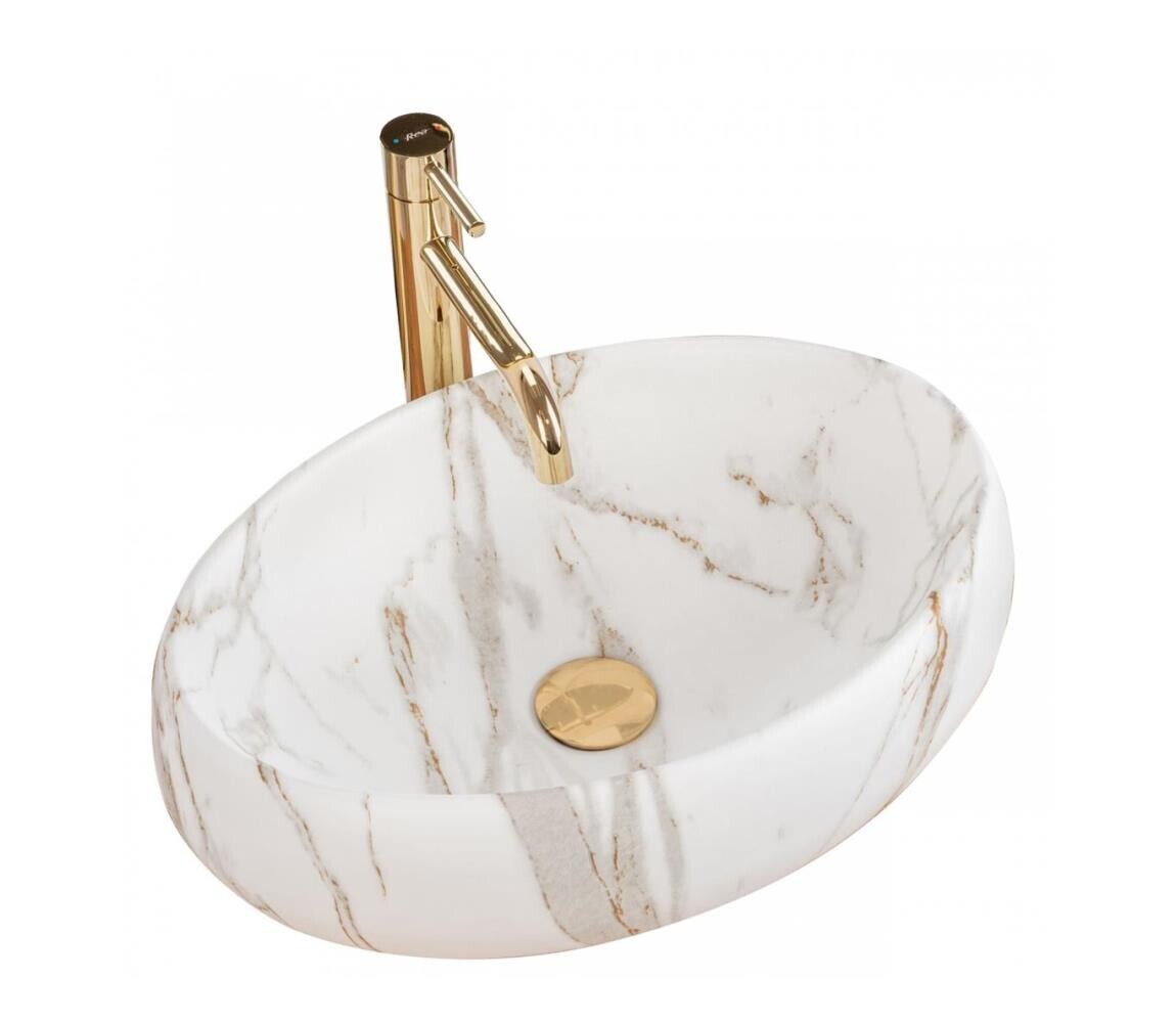 REA-U8568 - Umyvadlo na desku LINDA 34x48,5 cm keramika/dekor mramoru REA-U8568