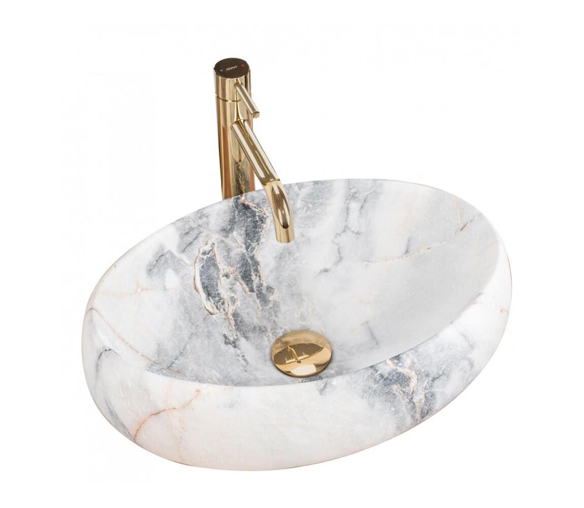 REA-U8567 - Umyvadlo na desku LINDA 34x48,5 cm keramika/dekor mramoru REA-U8567