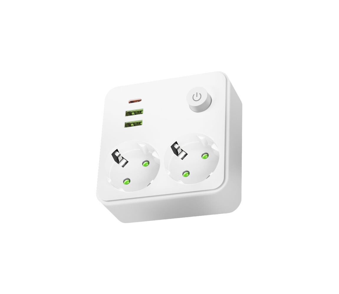 Rozbočovací zásuvka s vypínačem LINEA 2x230V + 3xUSB A/C SCHUKO bílá 004317