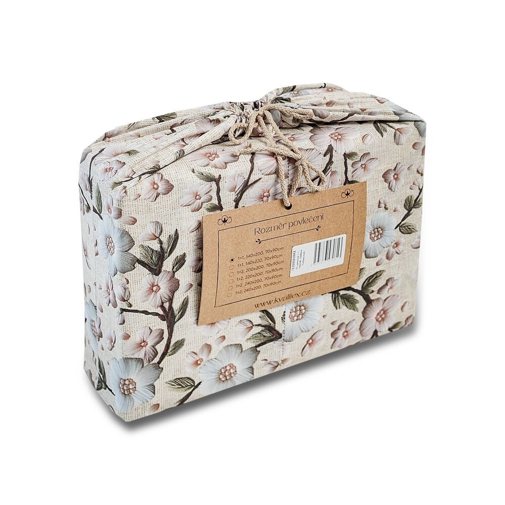 Kvalitex Bavlněné povlečení 5D 140x200 + 70x90 cm - Třešňový květ