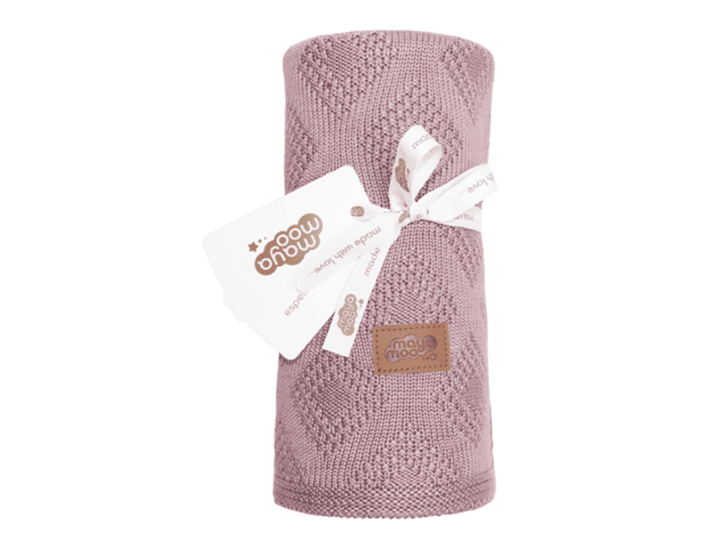 Detexpol Pletená deka do kočárku bambus 80x100 cm - Mayamoo Růžová