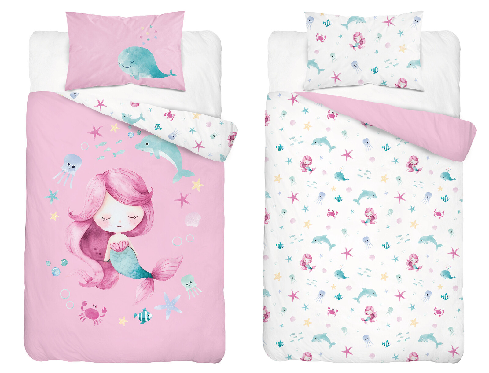 Detexpol Povlečení do postýlky 100x135 + 40x60 cm - Mořská víla a kamarádi