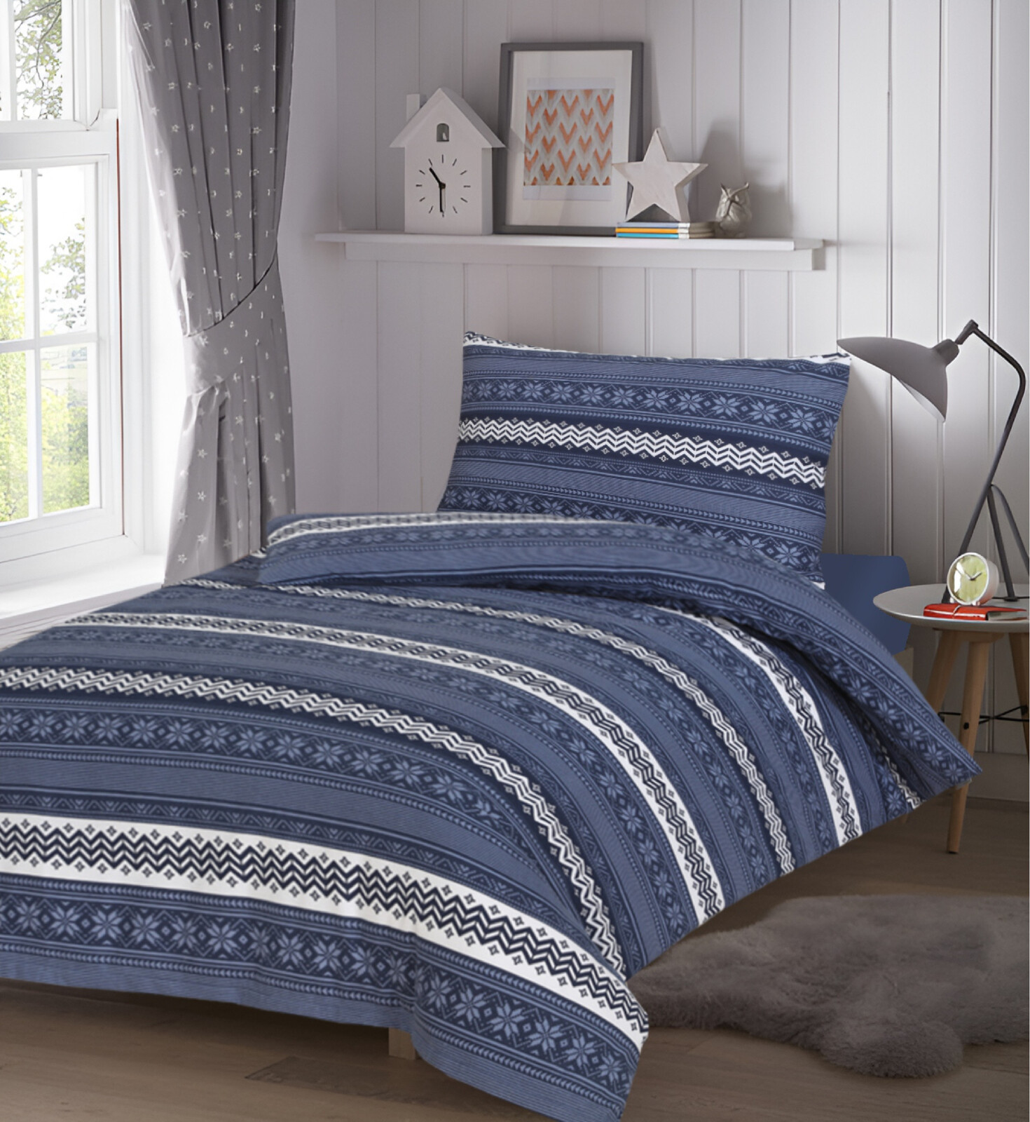 Jahu Flanelové povlečení 140x200 + 70x90 cm - Nordic modrý