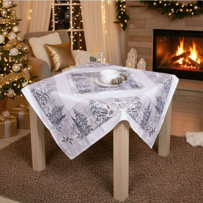 Ubrus vánoční, Stromečky a domečky 30 x 45 cm