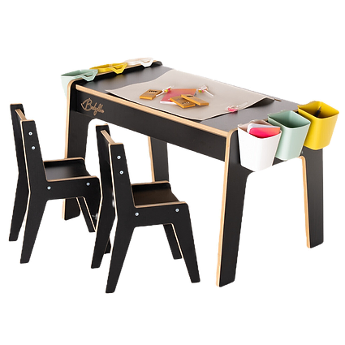Ourbaby® dětský stůl se židlemi children table chair black 40641