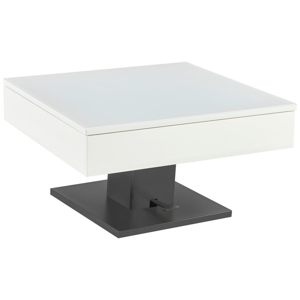 Livetastic KONFERENČNÍ STOLEK, černá, bílá, kov, sklo, kompozitní dřevo, 80/80/47 cm