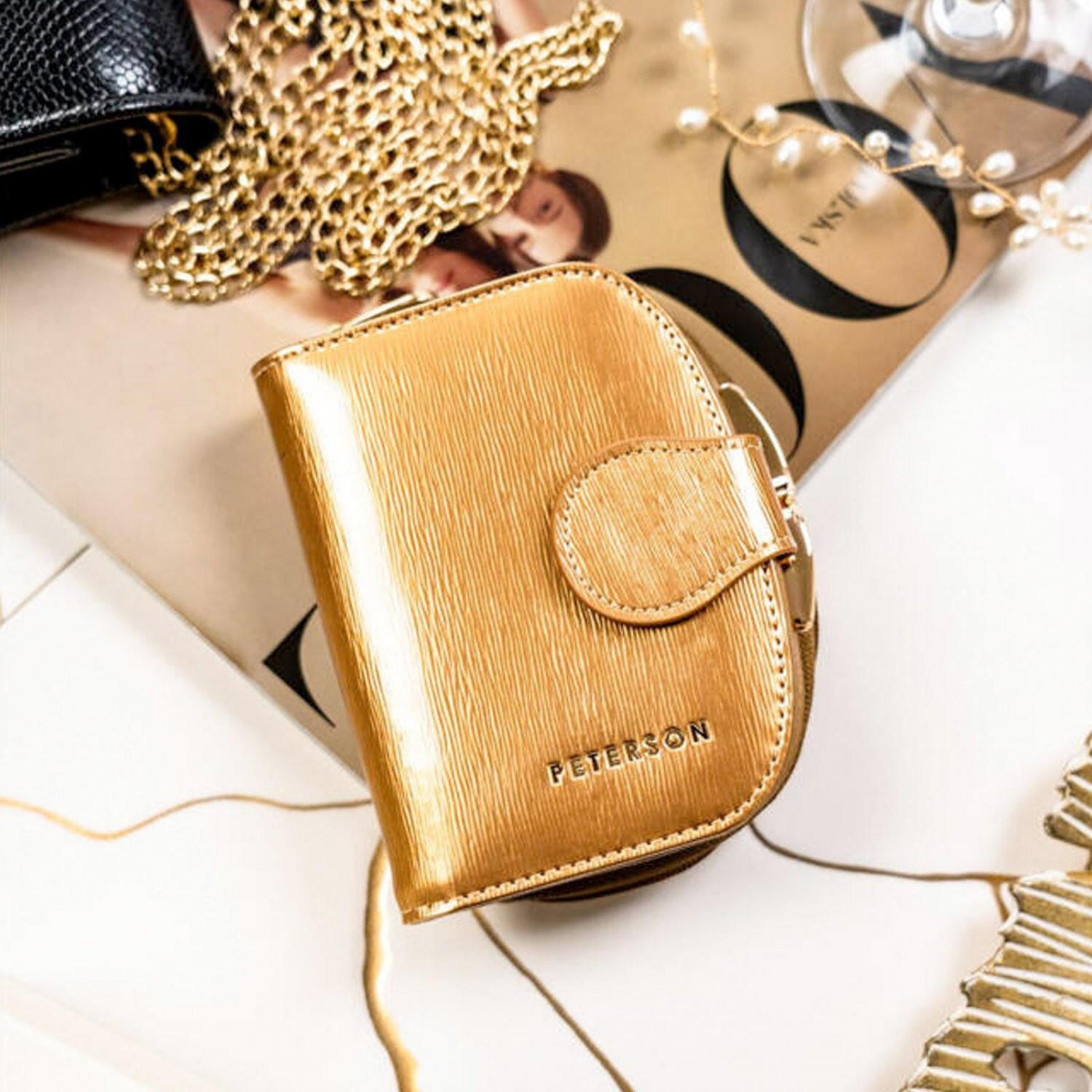 Dámská kožená peněženka zlatá - Peterson Gracie zlatá