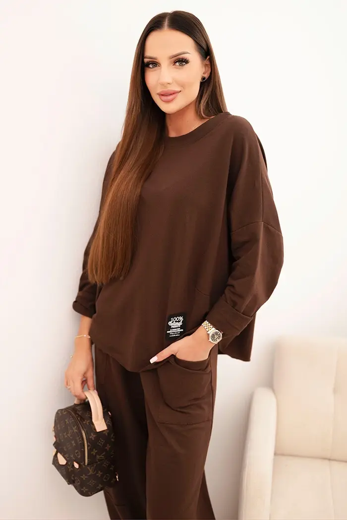 Kesi Włoski Komplet bavlněný mikina + kalhoty tmavě mátová