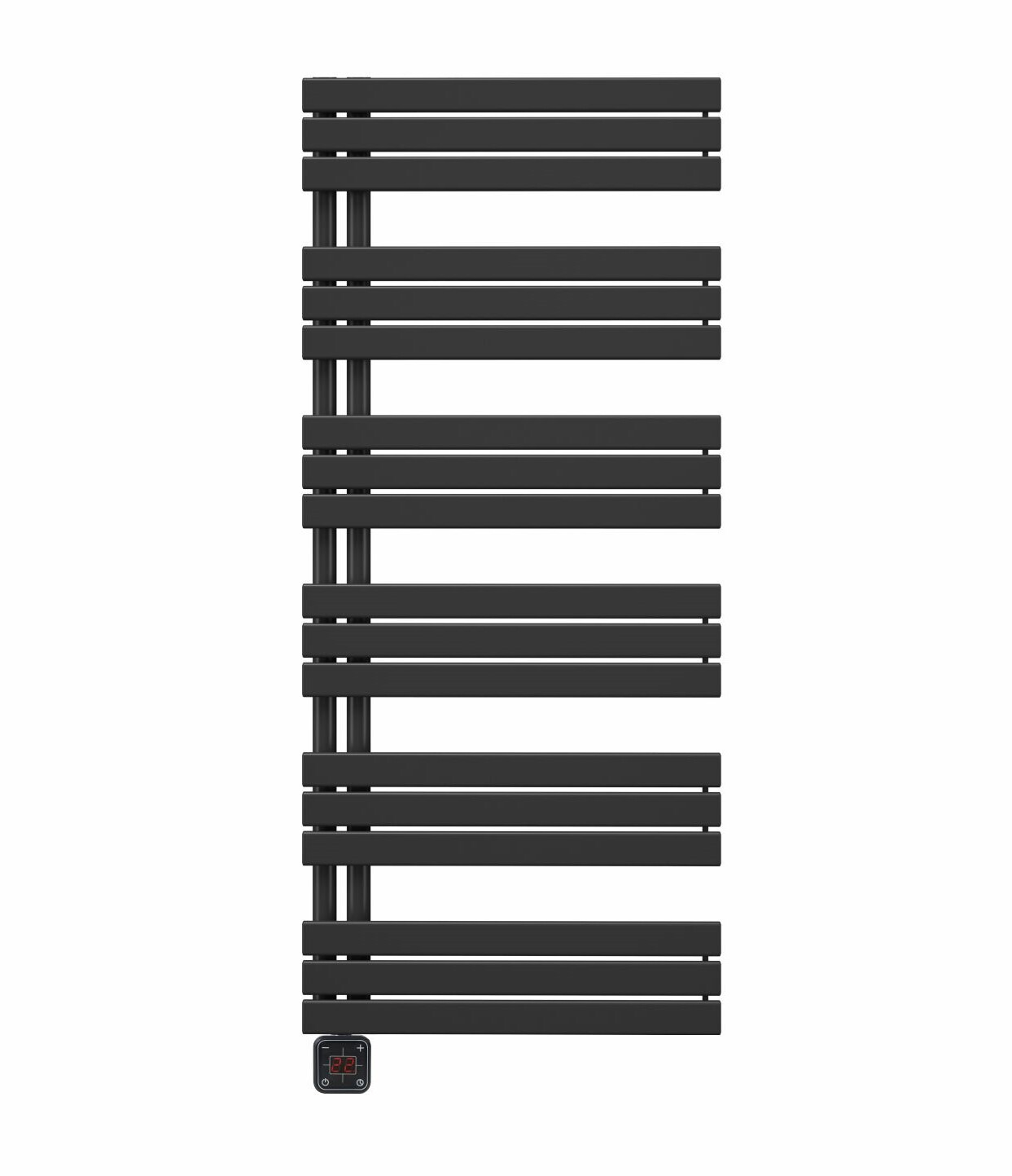 ELÍZ Elektrický koupelnový radiátor 60 x 139 cm, příkon 800 W, se zabudovanou topnou tyčí, elektronické ovládání, černá barva (Elíz EBR 800 AG-B)