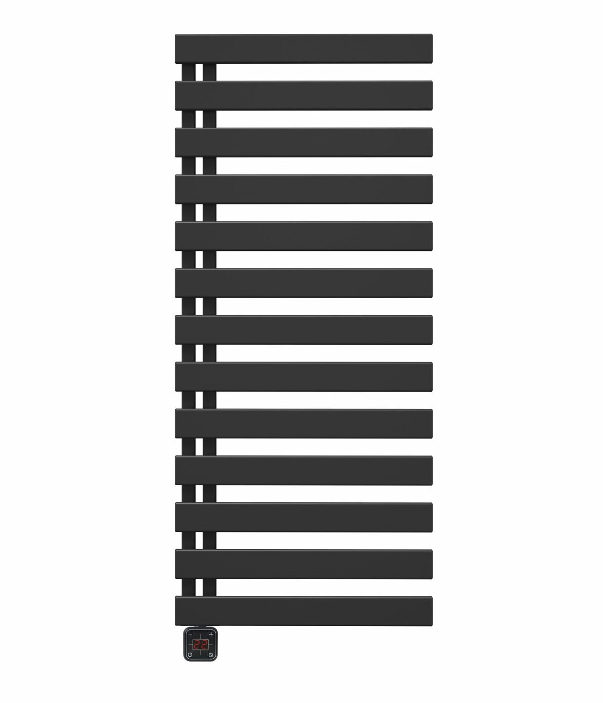 ELÍZ Elektrický koupelnový radiátor 60 x 139 cm, příkon 800 W, se zabudovanou topnou tyčí, elektronické ovládání, černá barva (Elíz EBR 800 NP-B)