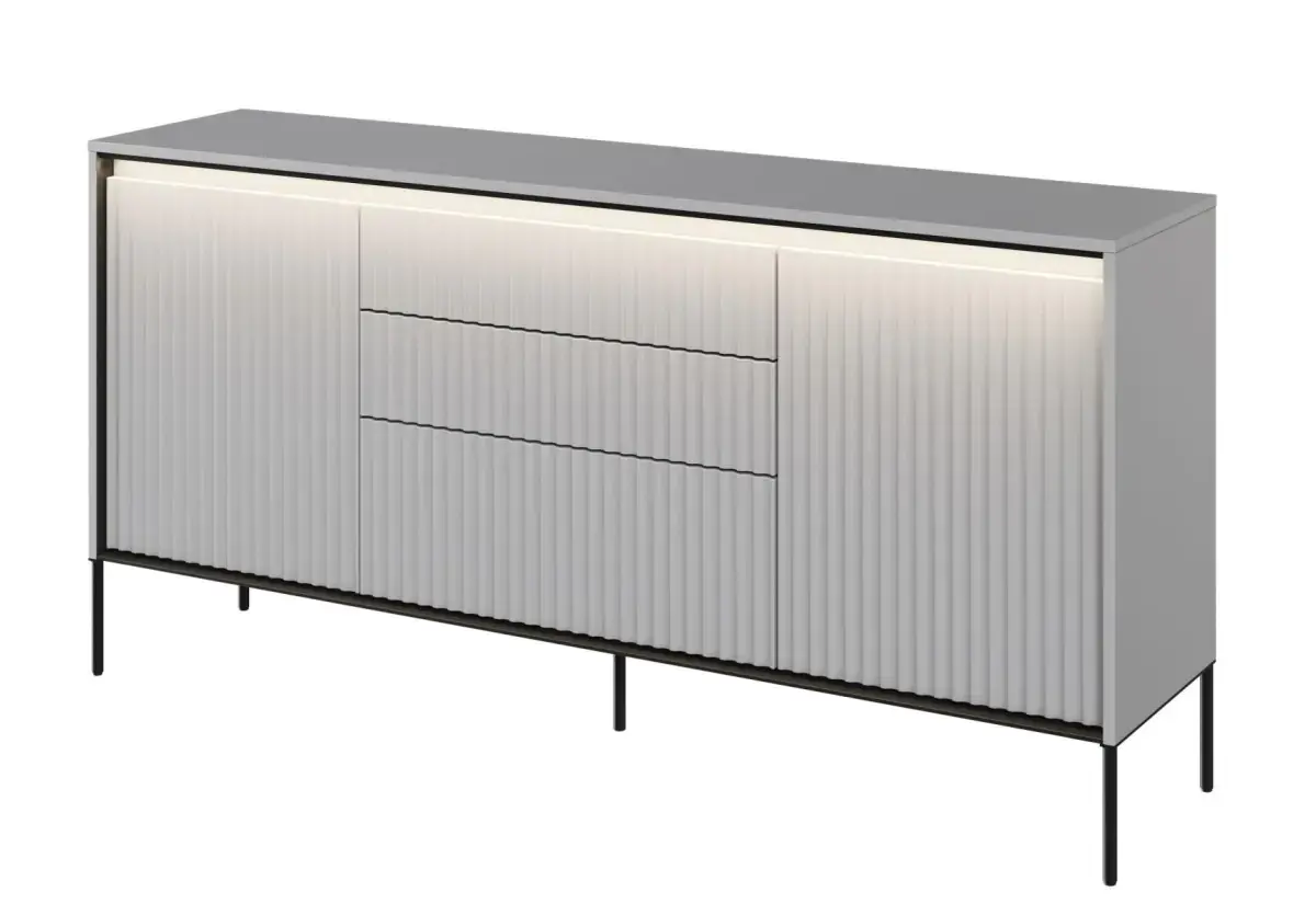 Casarredo Komoda 2D3S s LED IPOLIS - šedá