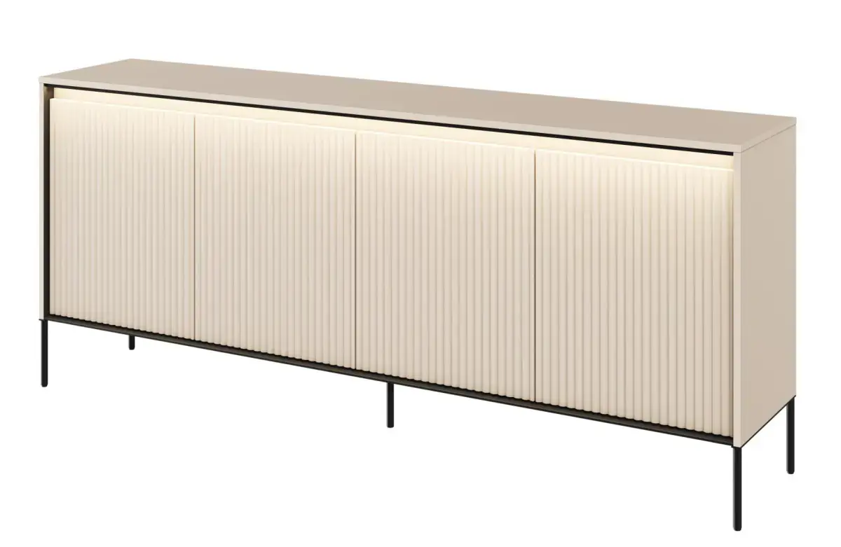 Casarredo Komoda 4D nízká s LED IPOLIS - písková