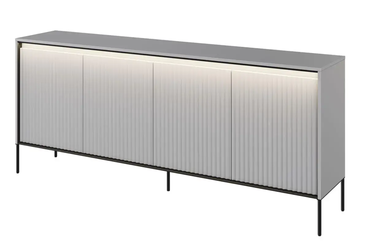 Casarredo Komoda 4D nízká s LED IPOLIS - šedá