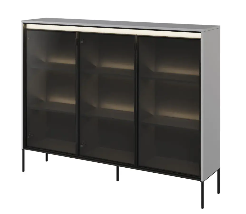 Casarredo Vitrína 3D s LED IPOLIS - šedá