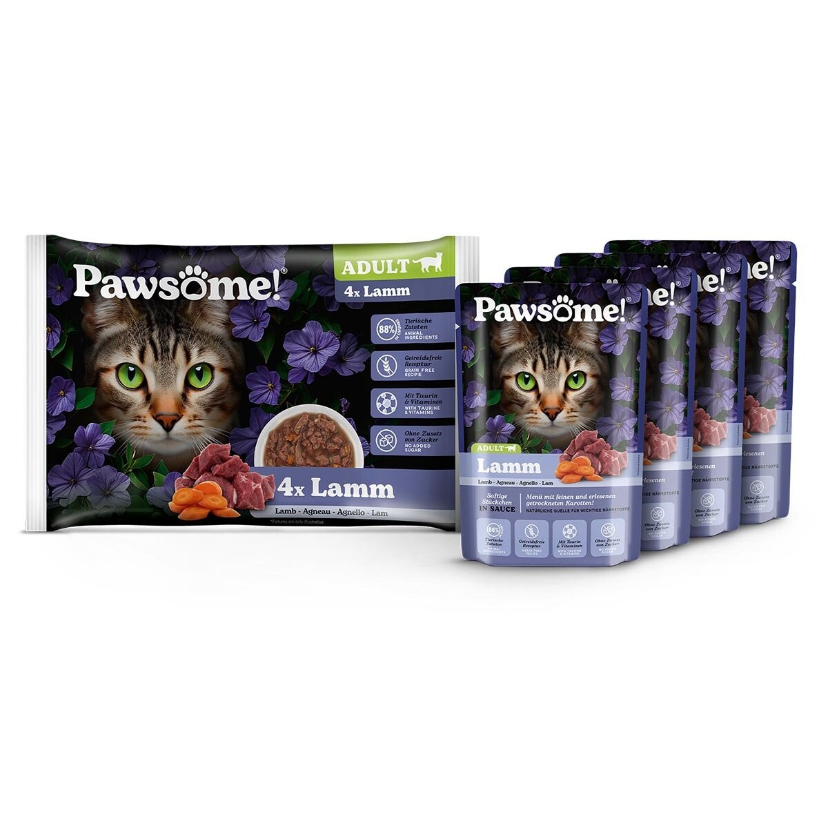 Pawsome Adult jehněčí výhodné balení 4x85 g