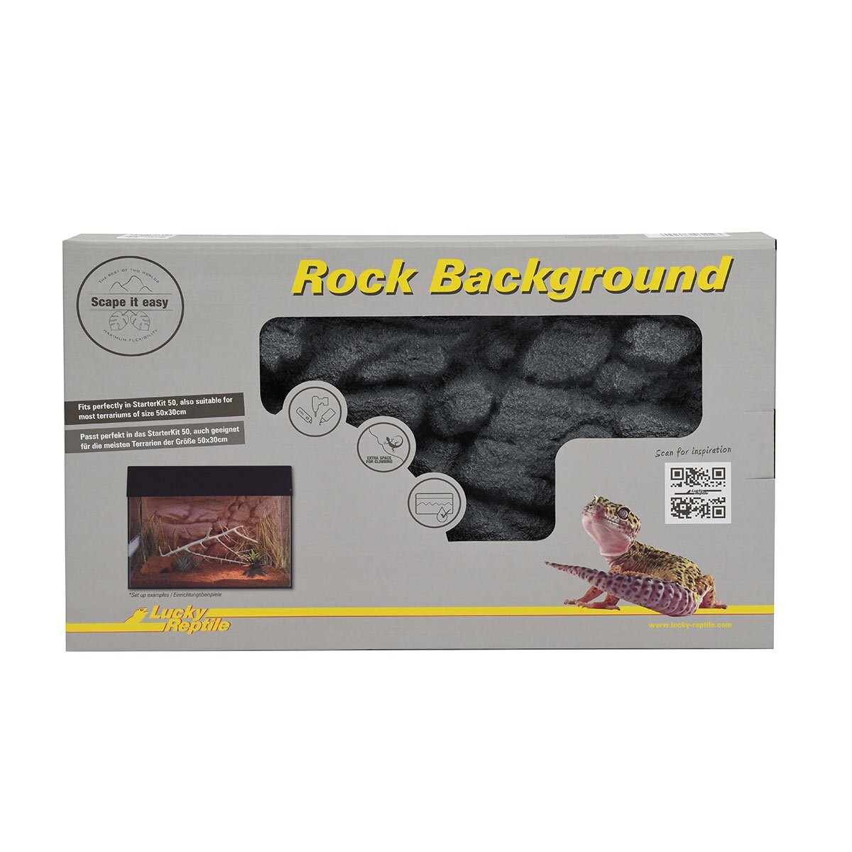 Lucky Reptile zadní stěna Rock Background Basalt Grey 48x29 cm