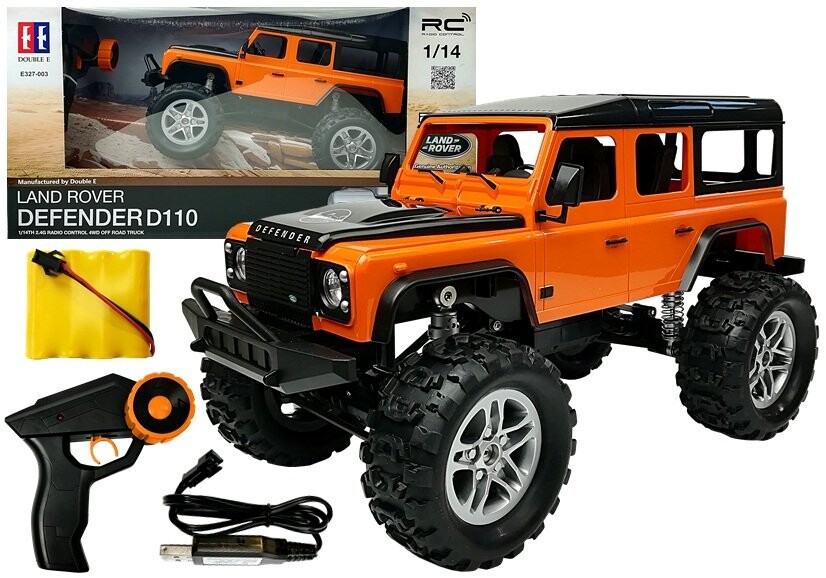 Mamido Double E Double E Auto na dálkové ovládání Land Rover Defender 4x4 RC 1:14 oranžové