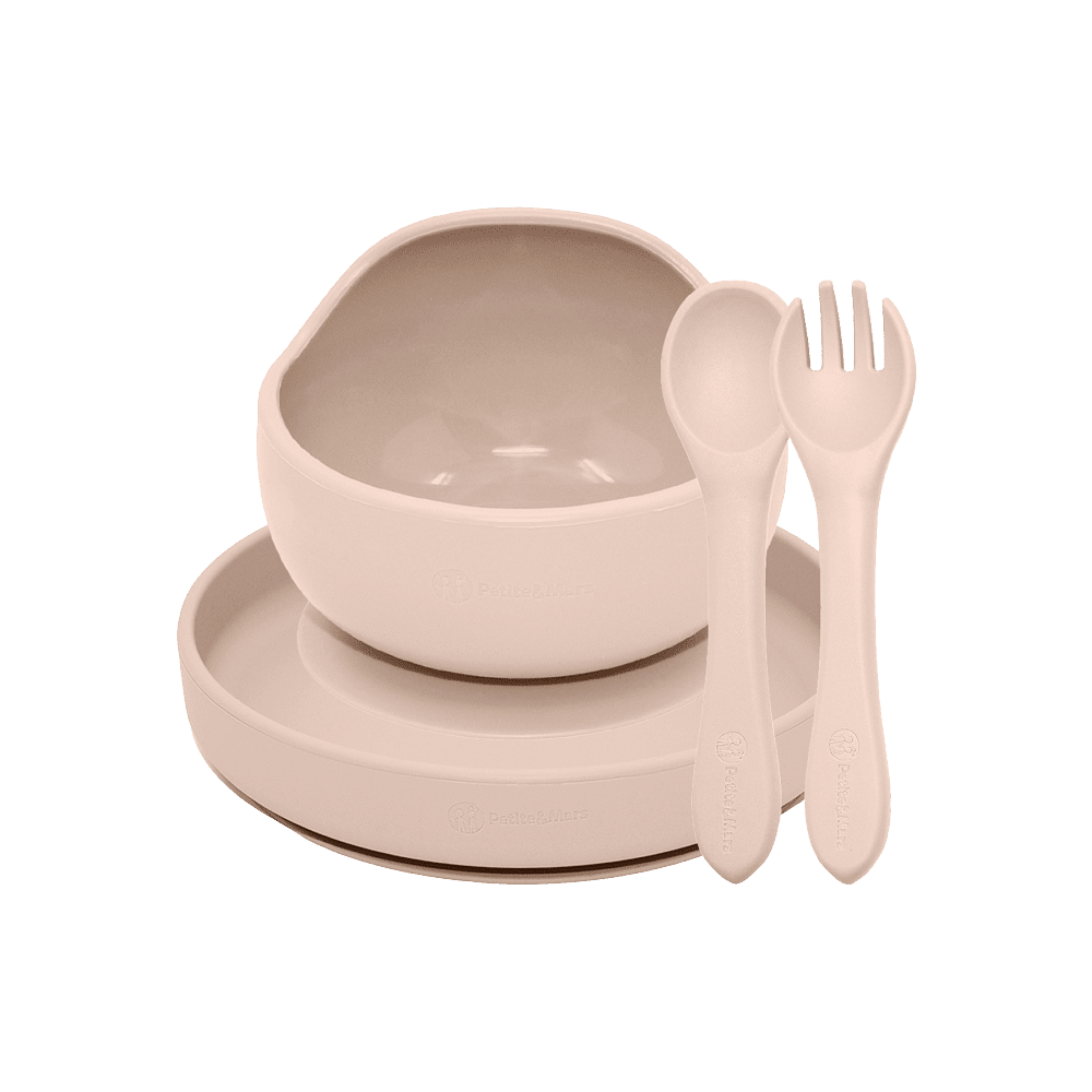 PETITE&MARS Set jídelní silikonový TAKE&MATCH Desert Sand 6m+ 3 ks