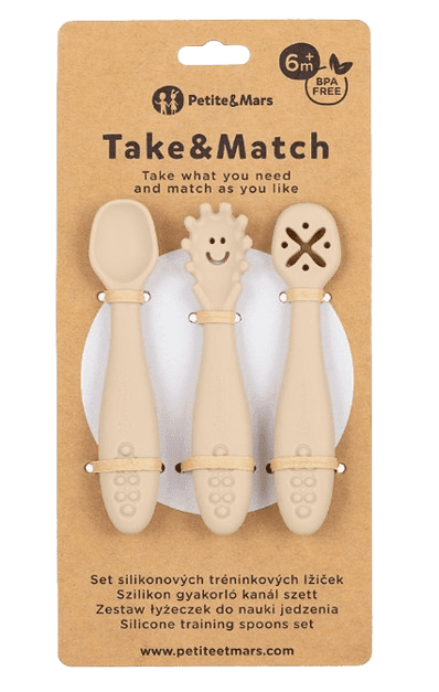 PETITE&MARS Set 3 ks silikonových tréninkových lžiček Take&Match Desert Sand 6m+ 3 ks