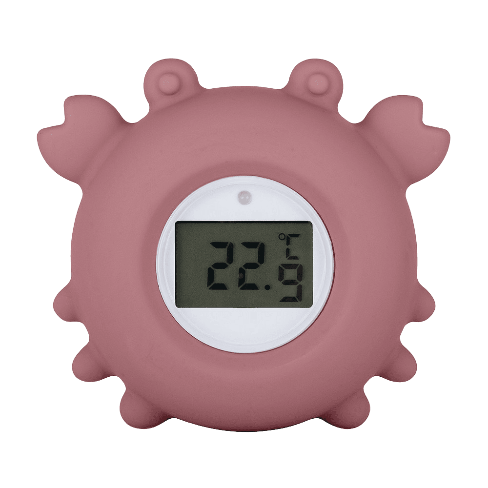 PETITE&MARS Teploměr silikonový digitální do vody Crab Caleb Dusty Rose 0m+