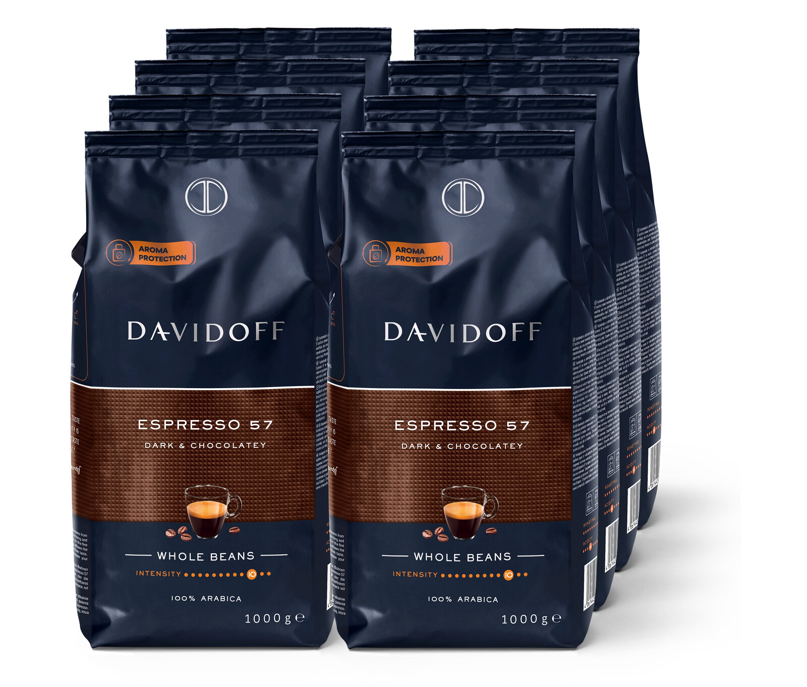 Tchibo - Davidoff Café Espresso 57 − 8x 1 kg zrnkové kávy - Intenzita: 10/12