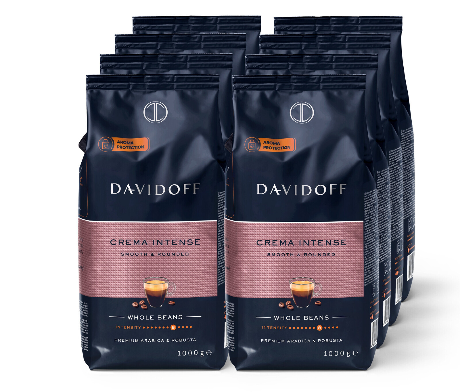 Tchibo - Davidoff Café Crema Intense − 8 x 1 kg zrnkové kávy - Intenzita: 8/12