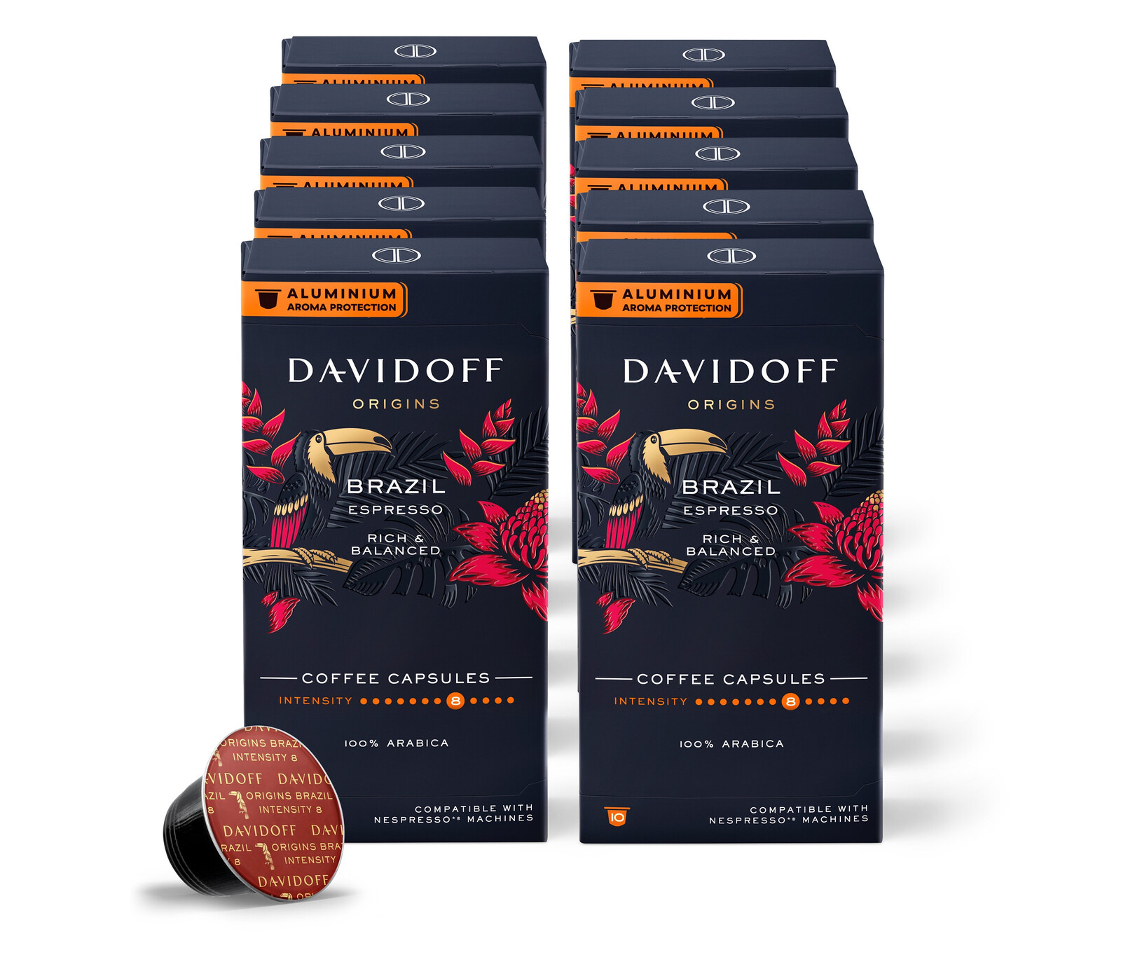 Tchibo - Davidoff Café Origins Brazil Espresso − 10x 10 kapslí - Intenzita: 8/12