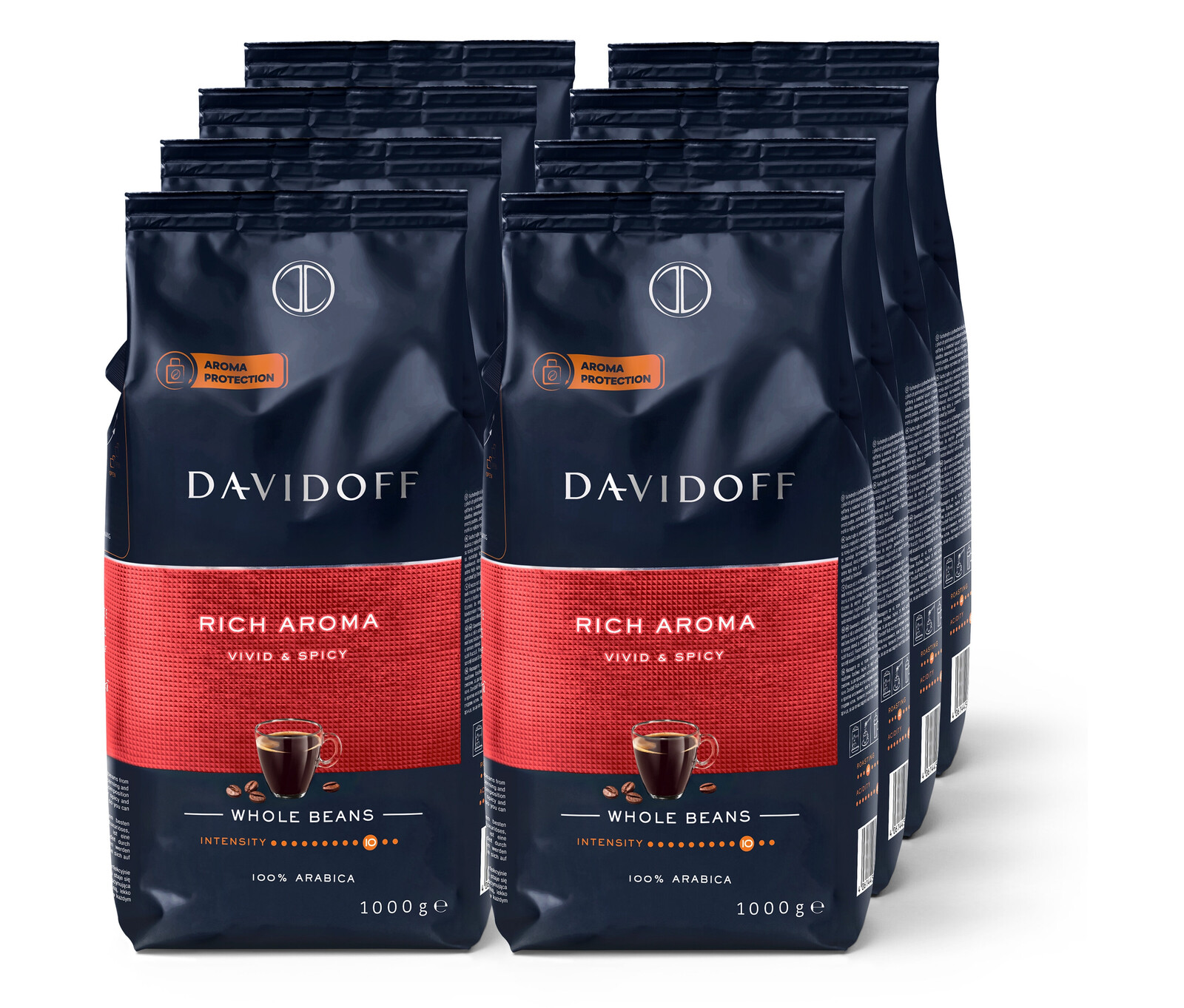 Tchibo - Davidoff Café Rich Aroma − 8x 1 kg zrnkové kávy - Intenzita: 10/12