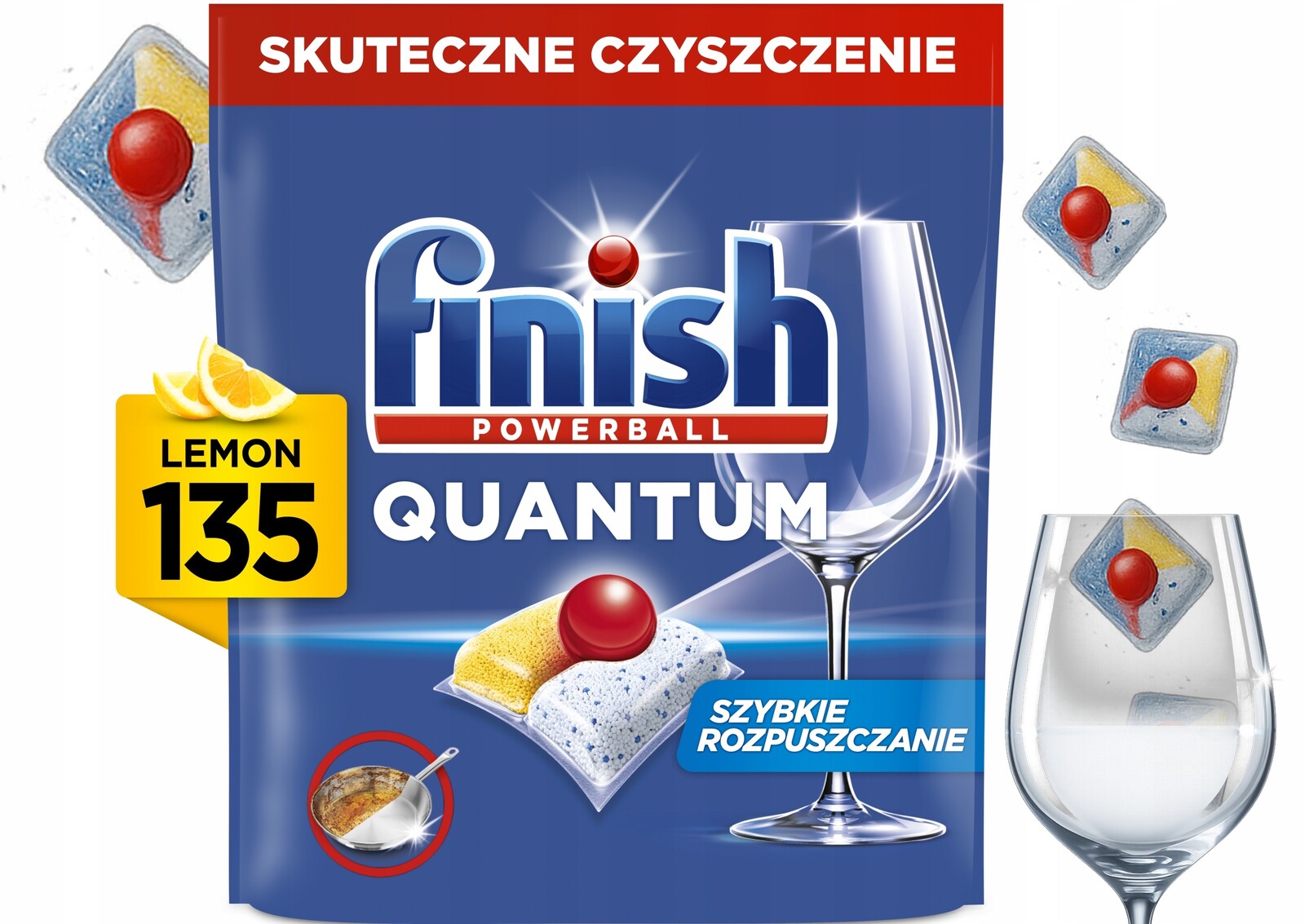 Finish Kapsle Quantum Do Myčky Nádobí Citronové Účinné Lesknutí 135 Ks