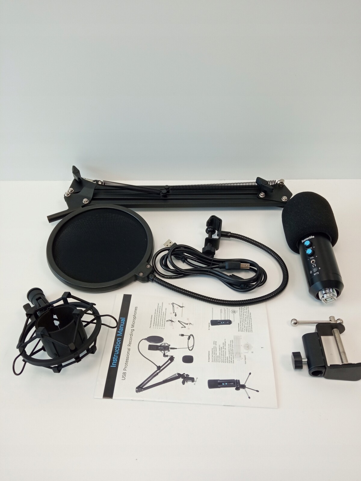 Studiový kondenzátorový mikrofon BM858, sada s ramenem a filtrem pop kardio