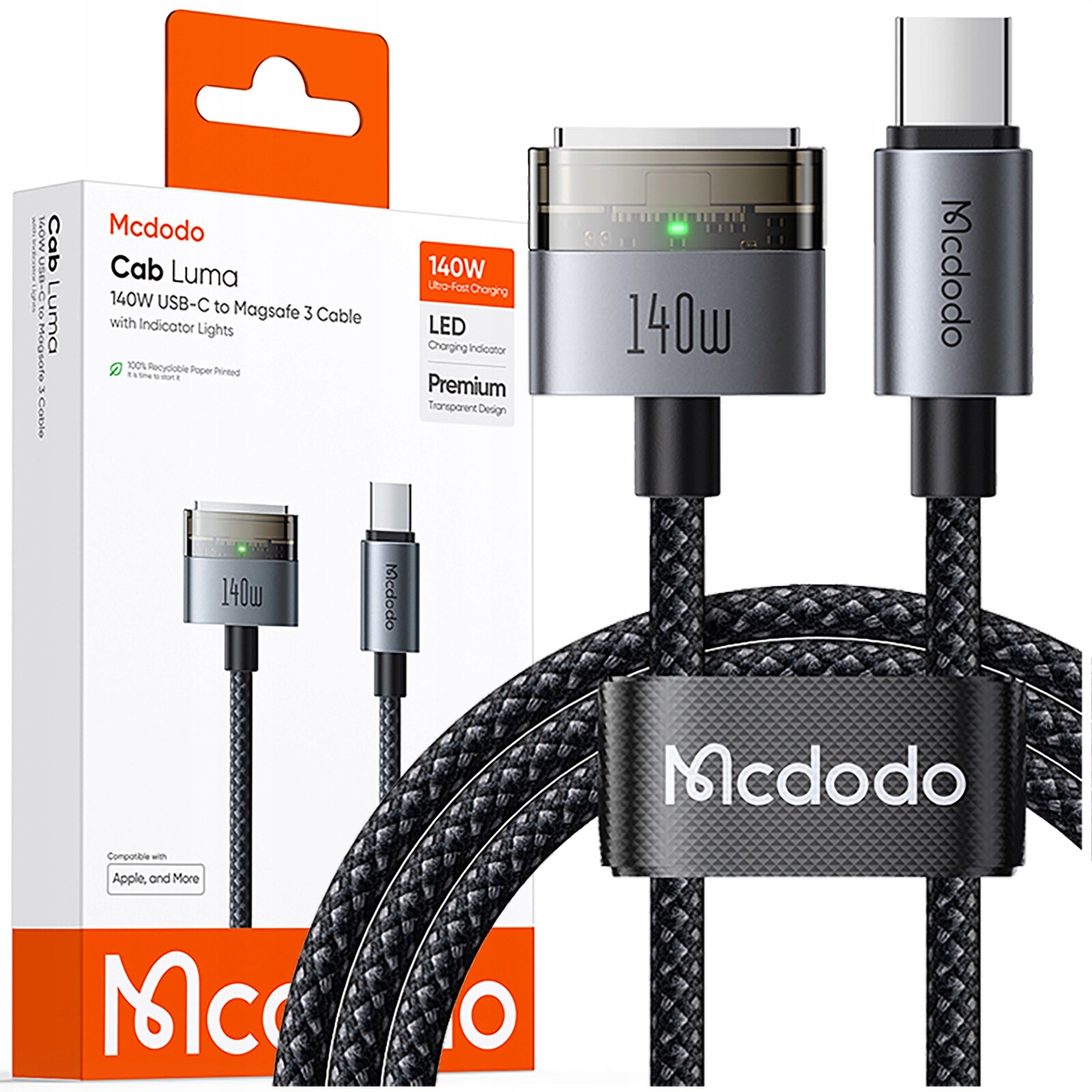 Mcdodo Nabíjecí Kabel Pro Macbook Air Pro Usb-c Magsafe 3 140W 2 M
