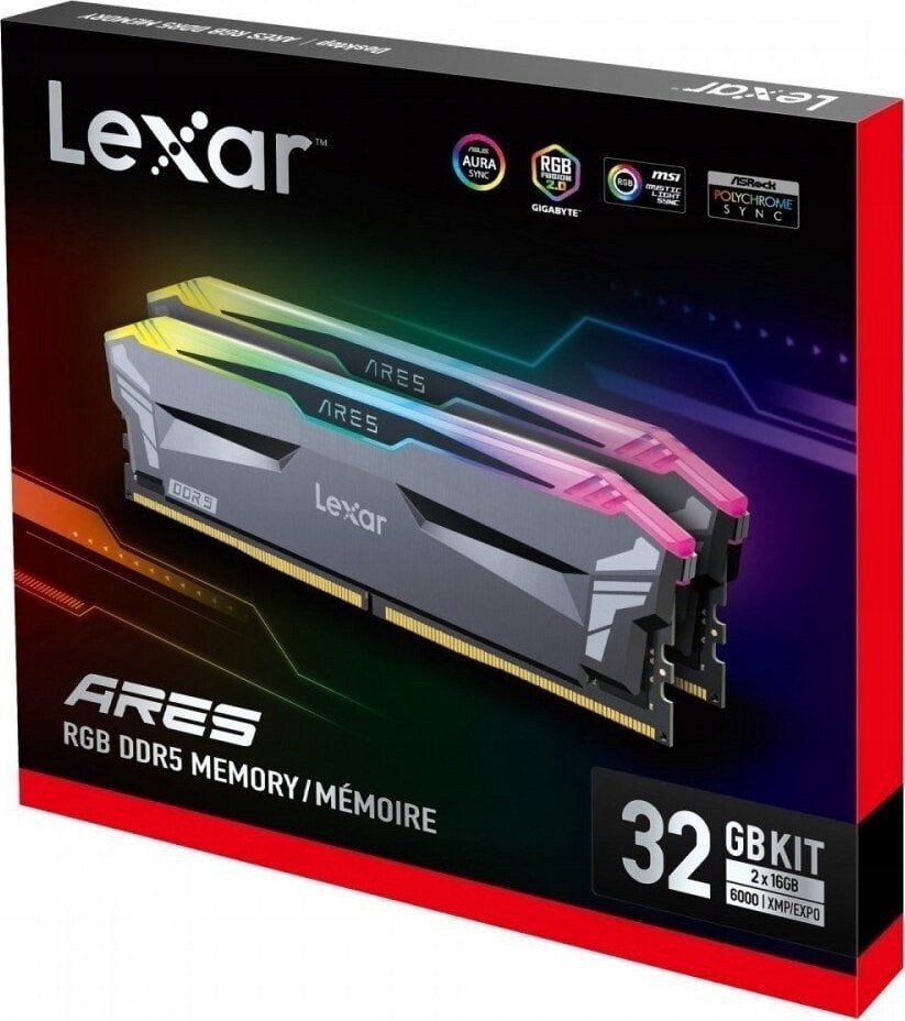 Paměť Lexar 32GB (2*16GB) 6000MHz CL30 DDR5 Ares Rgb Black Xmp 3.0