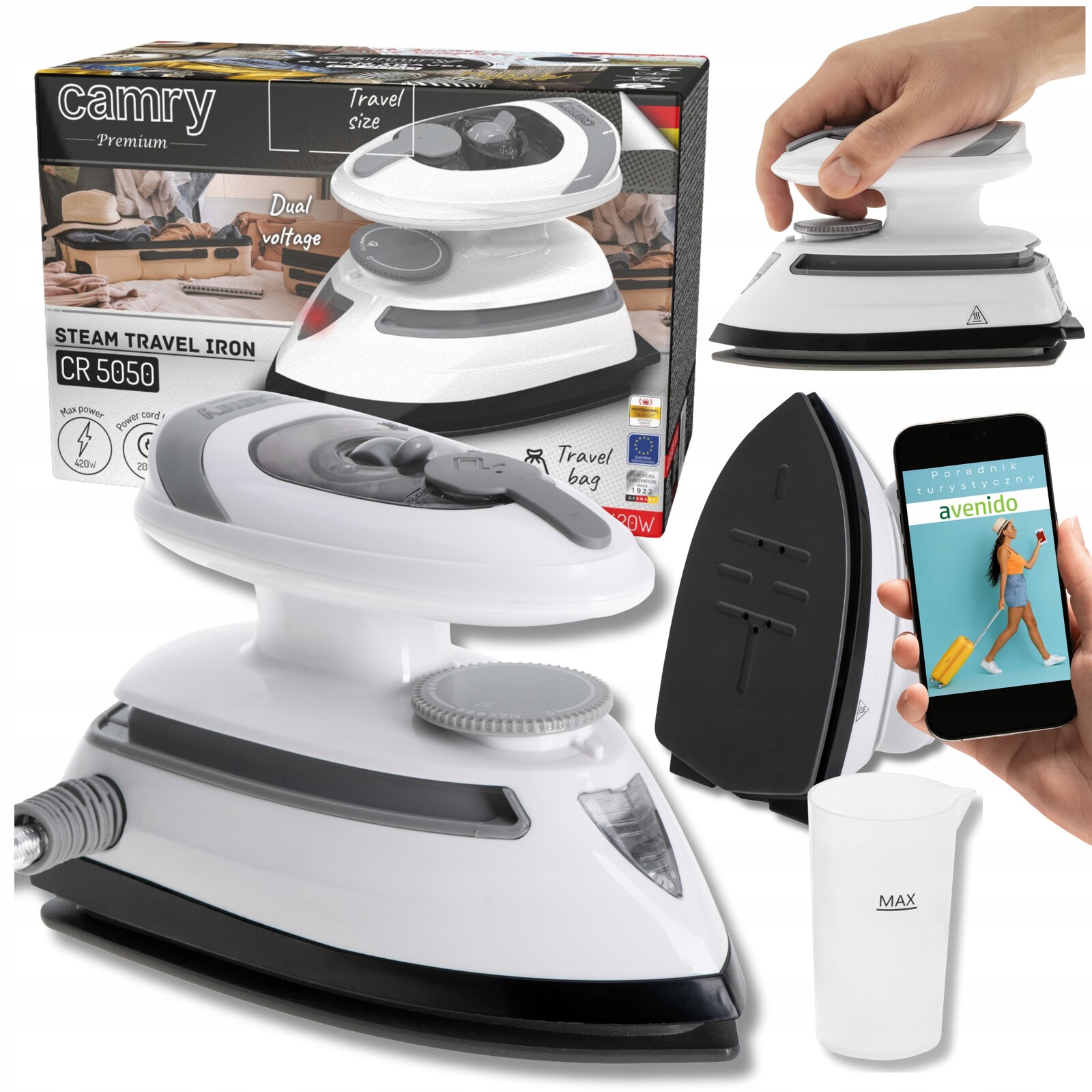 Žehlička Parní Napájení 110/220 V keramická žehlicí plocha Camry CR5050