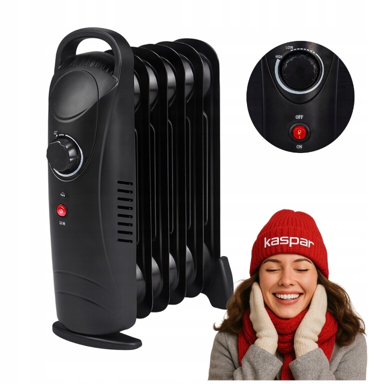 Elektrický Olejový Radiátor 5 Žeber 500 Watt Termostat