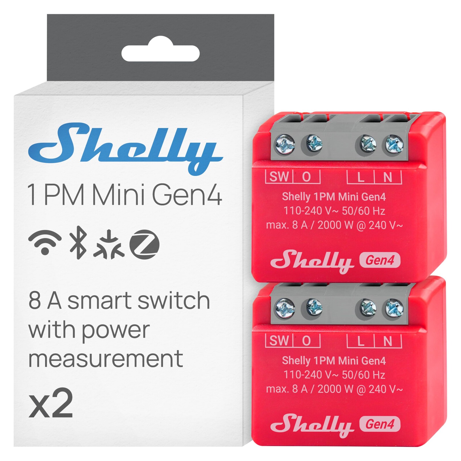 Shelly 1PM Mini Gen4 Inteligentní Wi-Fi relé 8 A 2 ks