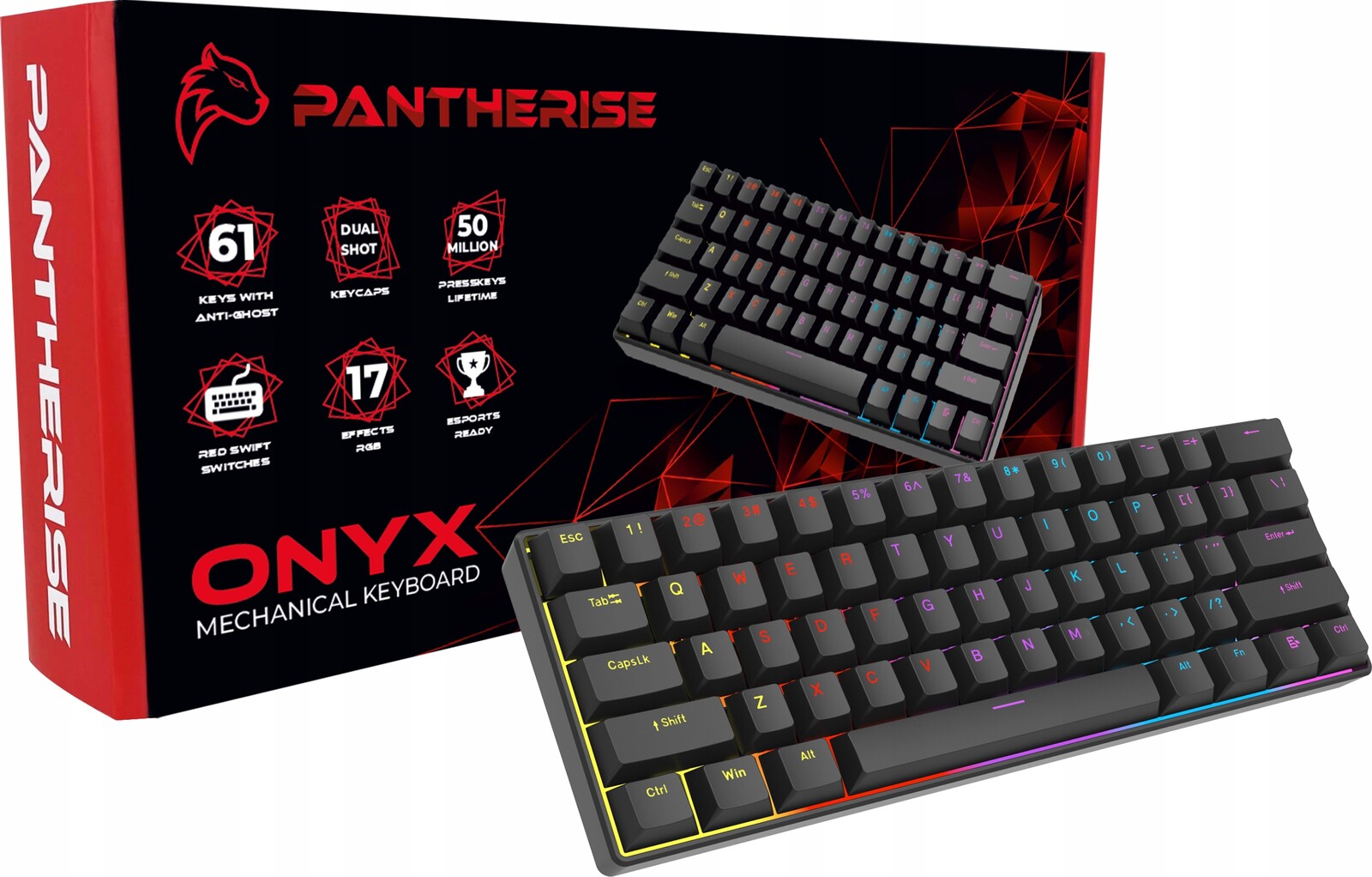 Mechanická Herní Klávesnice S Led Podsvícením Rgb Pantherise 61 Onyx
