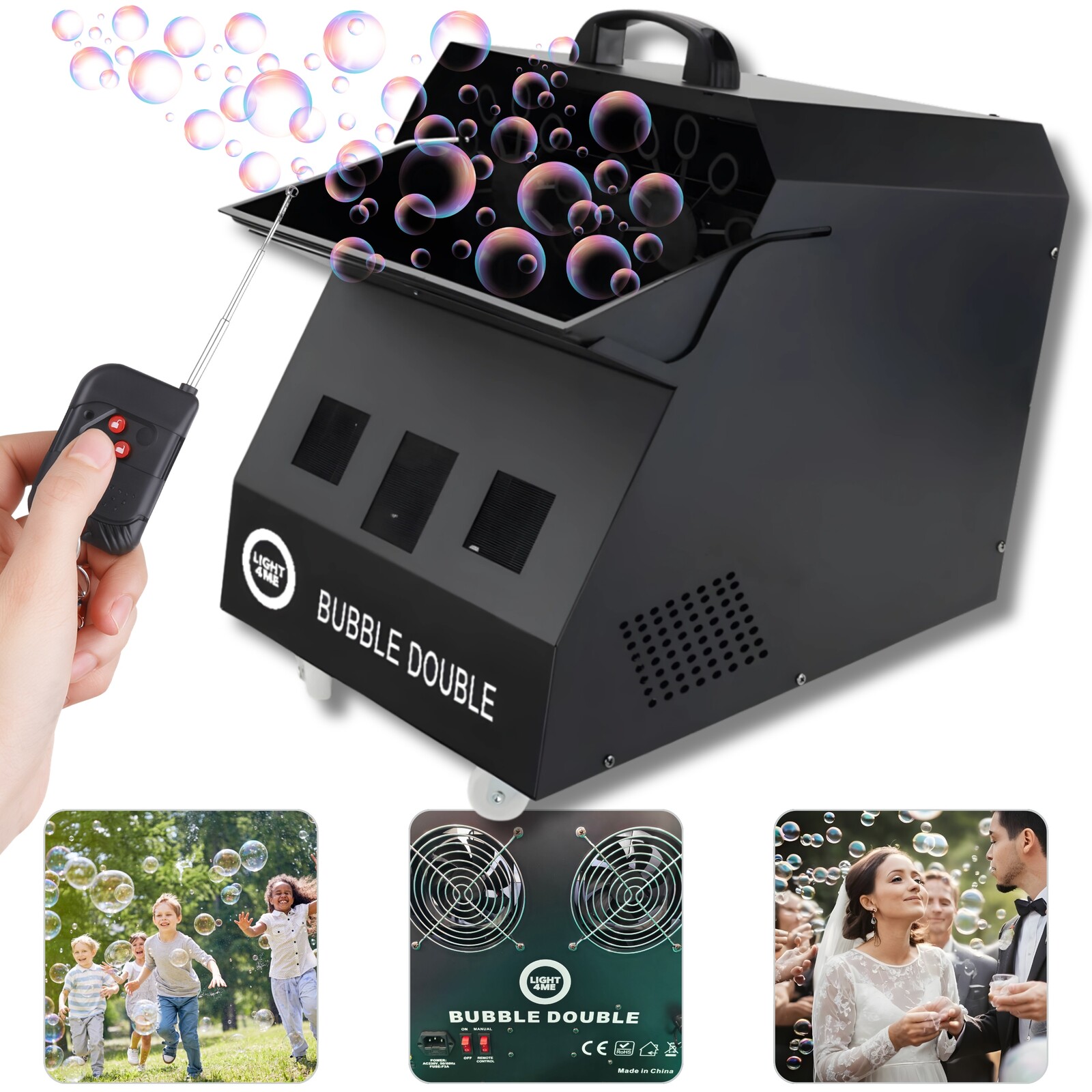 Velký Dvojitý Výrobník Stroj Na Bubliny Velké Bubliny Bezdrátové Dálkové Ovládání