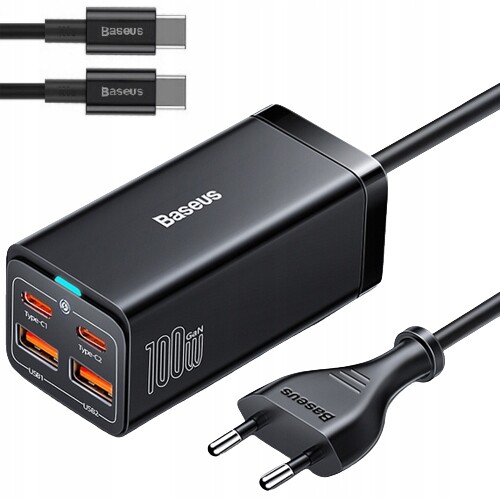 Síťová nabíječka Baseus 100W GaN3 Pro 2 x Usb-c 2 x Usb-a Černá