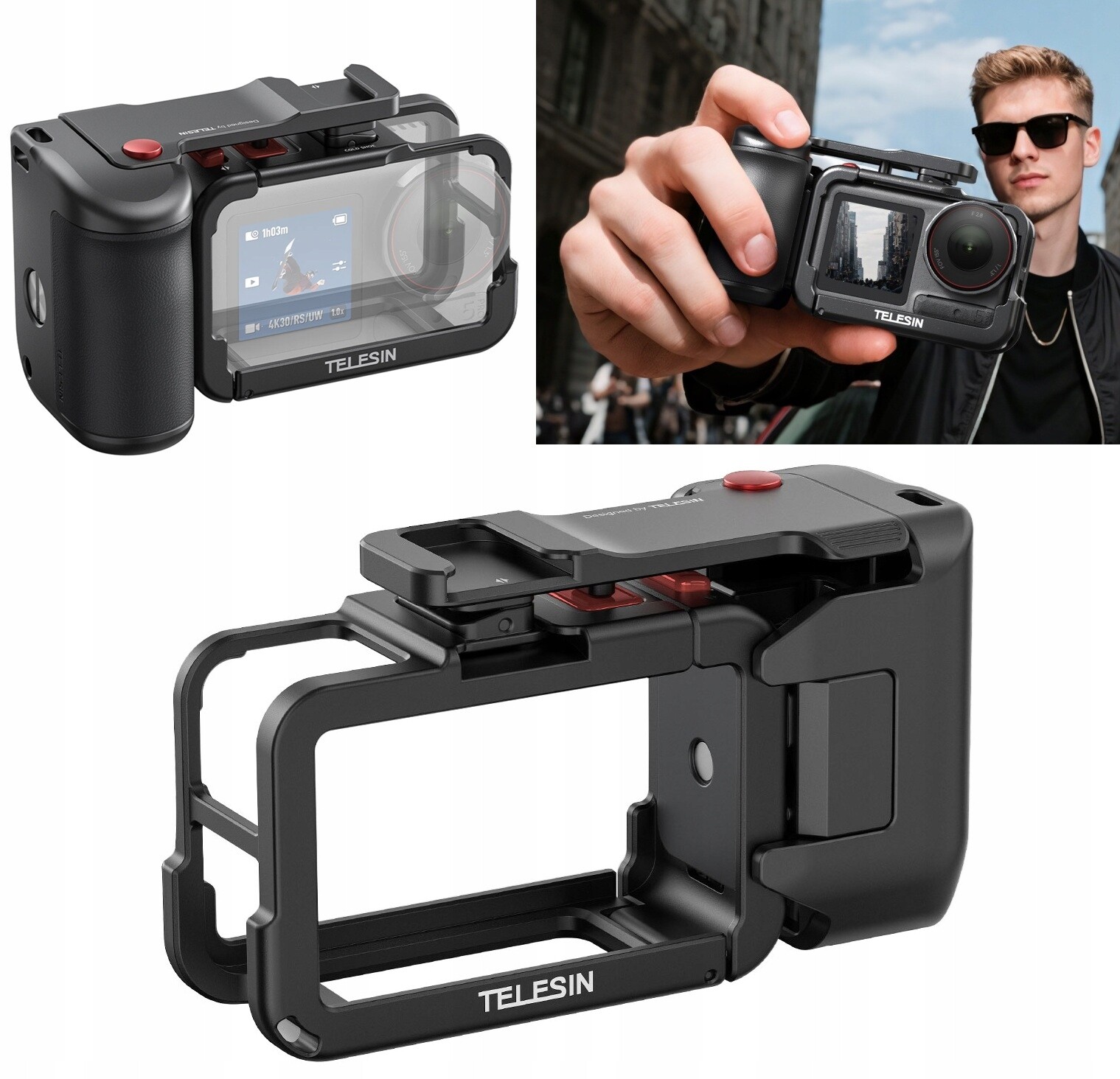 Držák Grip s montážním rámečkem Frame Mount Iso pro Dji Action 5 Pro 4 3