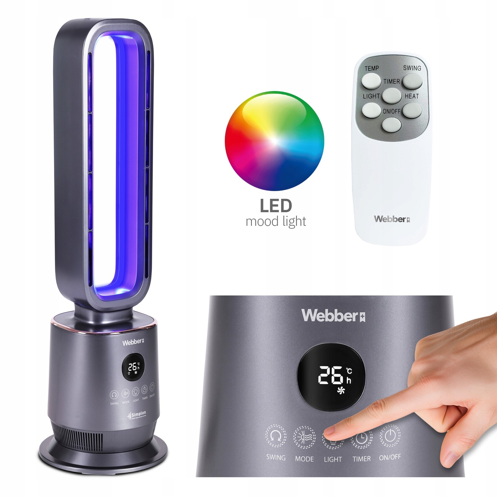 Termoventilátor keramický Farelka 3 Režimy Webber ventilátor 2000W radiátor