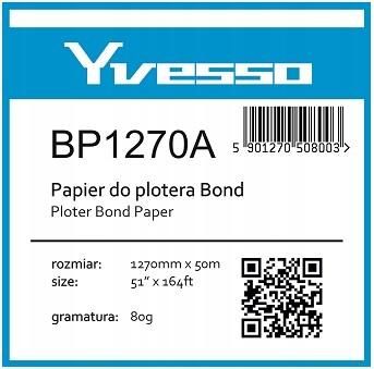 Papír v roli pro plotr Yvesso Bond 1270x50 m 80 g