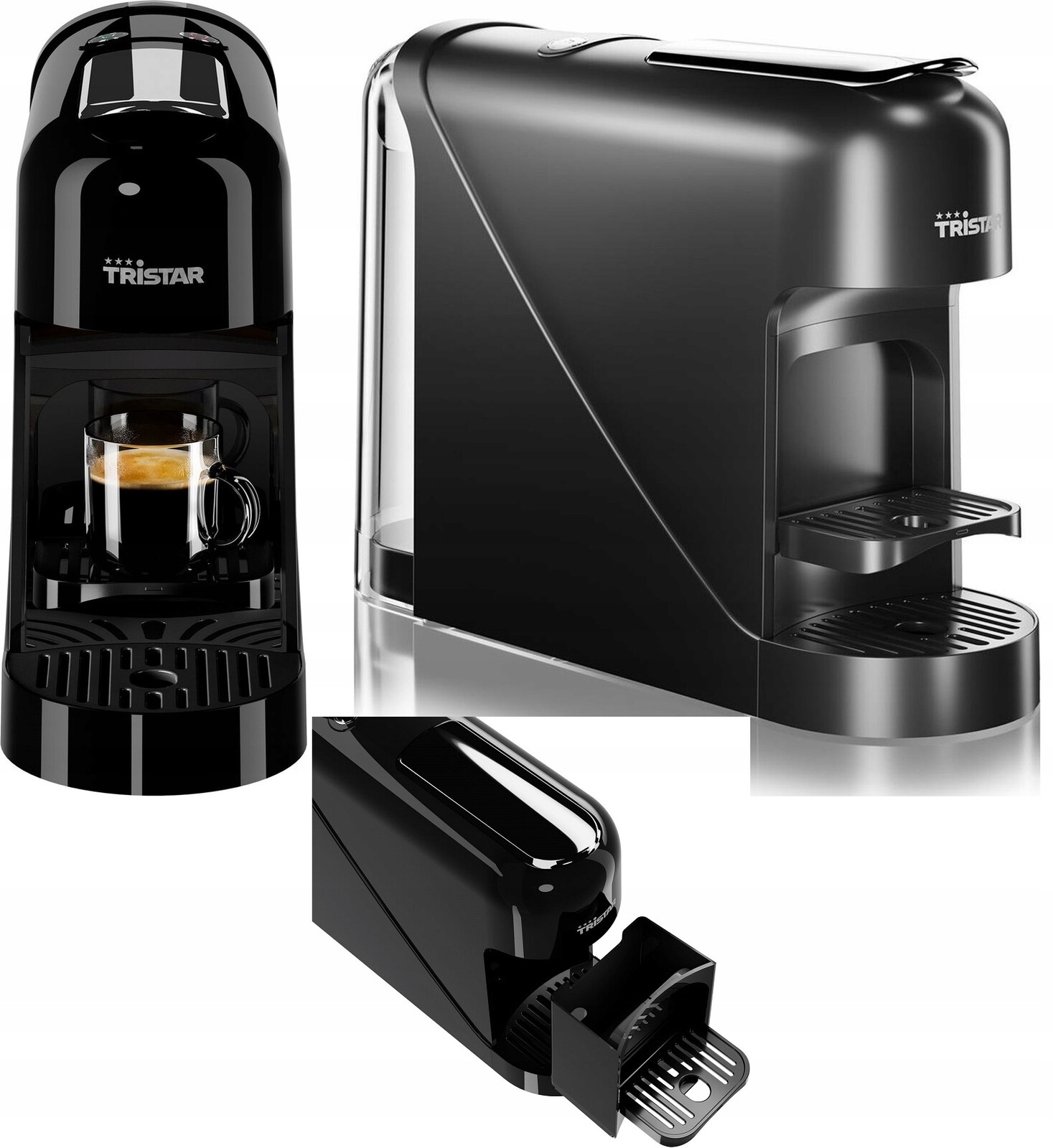 Černý Kapslový kávovar 1400 W s velkou nádržkou na vodu Nespresso