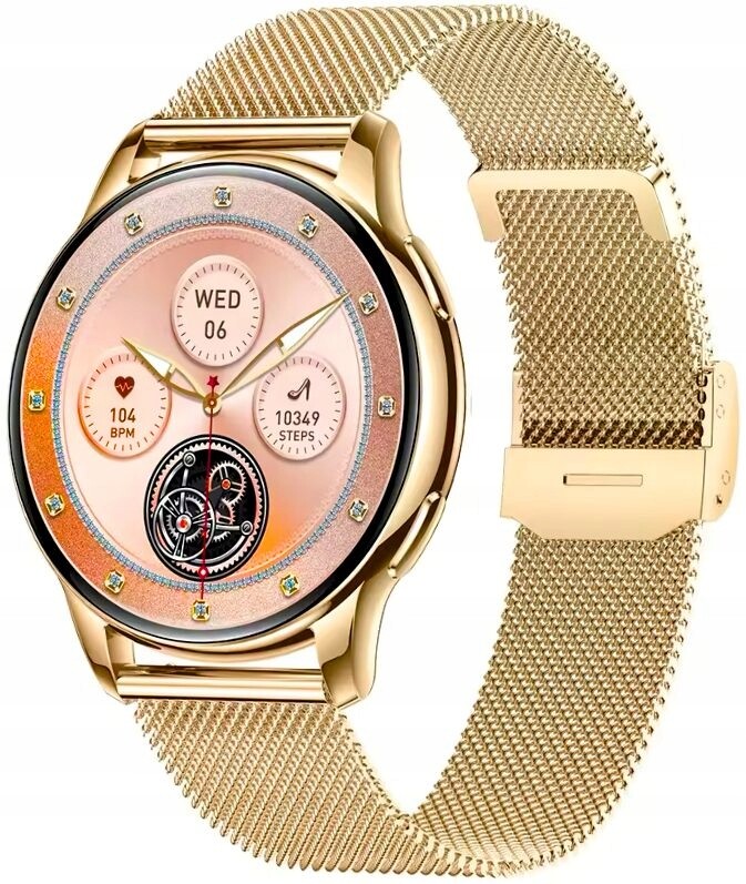 Elegantní Zlaté Dámské Chytré Hodinky Rubicon RNCF30 Spojení Puls Kroky Spánek