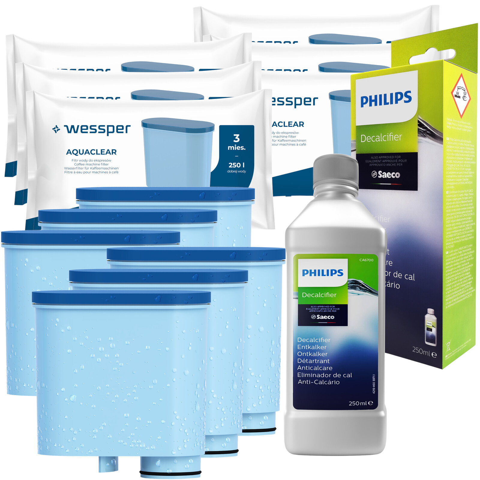 6 x Wessper filtr na vodu pro kávovar Philips Saeco odvápňovač Philips