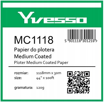 Papír s povrchovou úpravou Yvesso Medium Coated 1118 x 30 120 g